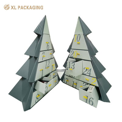 Αγορά XL Packaging Custom Packaging Box Factory Αντίστροφη μέτρηση για τα Χριστούγεννα με πολυτελή δώρα Εξαιρετικό 12/14-Drawer Christmas Tree Advent Calendar Custom Drawer Box Packaging με χρυσές λεπτομέρειες διαδικτυακή κατασκευή