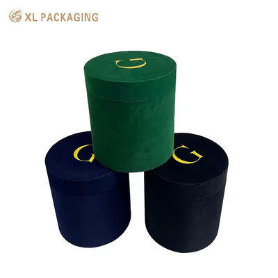 Αγορά Προσαρμοσμένο μέγεθος Luxury Velvet Round Flower Box με Premium Velvet Fabric και χρυσό λογότυπο διαδικτυακή κατασκευή