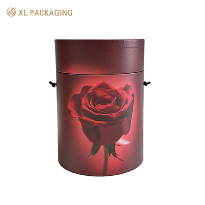 Αγορά Στρογγυλό Rose Flower Paper Tube Gift Box με βαμβακερό χερούλι για κομψές ανθολογικές διευθετήσεις και δώρα online manufacture