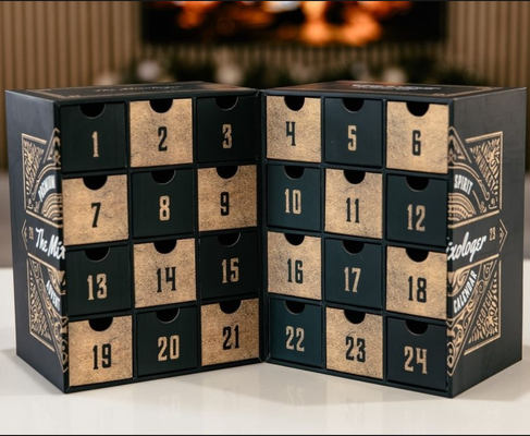 αγορά Ημερολόγιο Advent 24 Συρταριών Δύο Πλευρών Ανοιχτό με Συρτάρια που Βγαίνουν με Τρύπα για Δάχτυλο διαδικτυακή κατασκευή