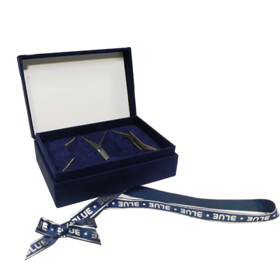 αγορά Luxury Blue Velvet Gift Box Ribbon Bow Custom Logo Foil Stamping For Jewelry διαδικτυακή κατασκευή