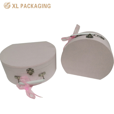 Customized Recyclable Paper Perfume Biscuit Packaging Round Paper Suitcase Box Case With Metal Handle