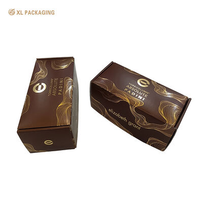 Luxury Brown Shipping Mailer Box, One Piece Foldable Corrugated Gift Box with Custom Round Cutout Foam Insert